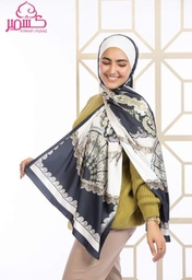 Turkish satin scarf with beige, black, and white colors
