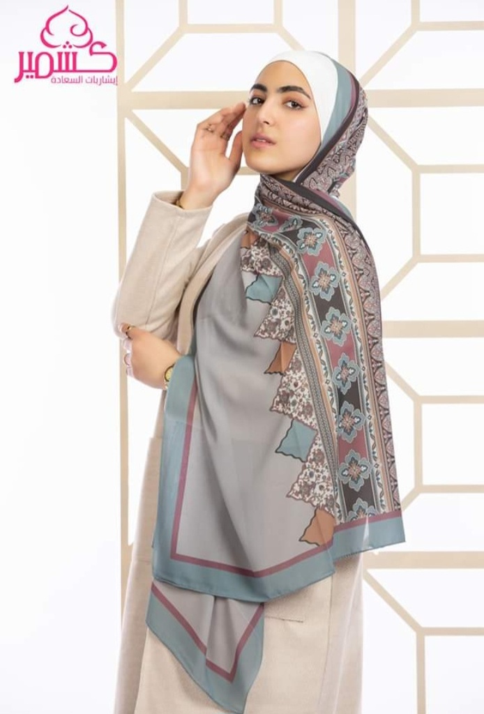 Scarf with colors gray and mint