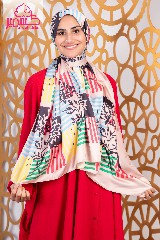 [تست]  Beige satin scarf with black, red, and green colors